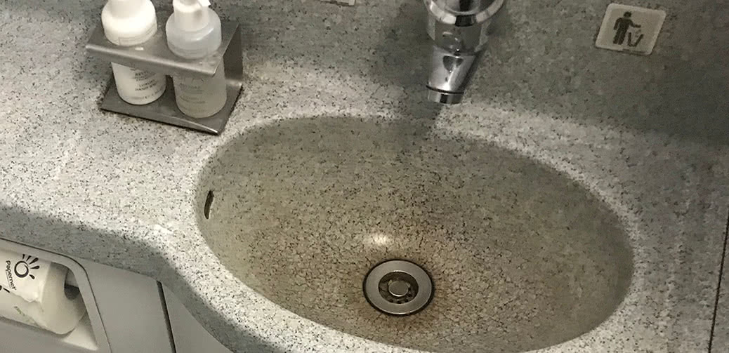 Disgusting! British Airways Business Class Brown Cracked Sink