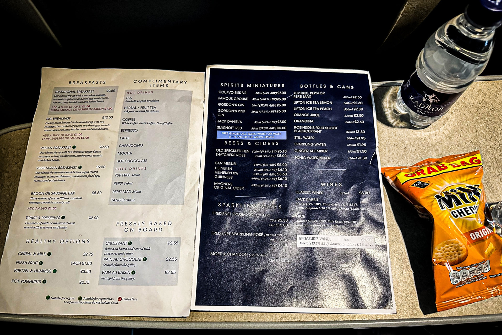 Condor Club Class Menu