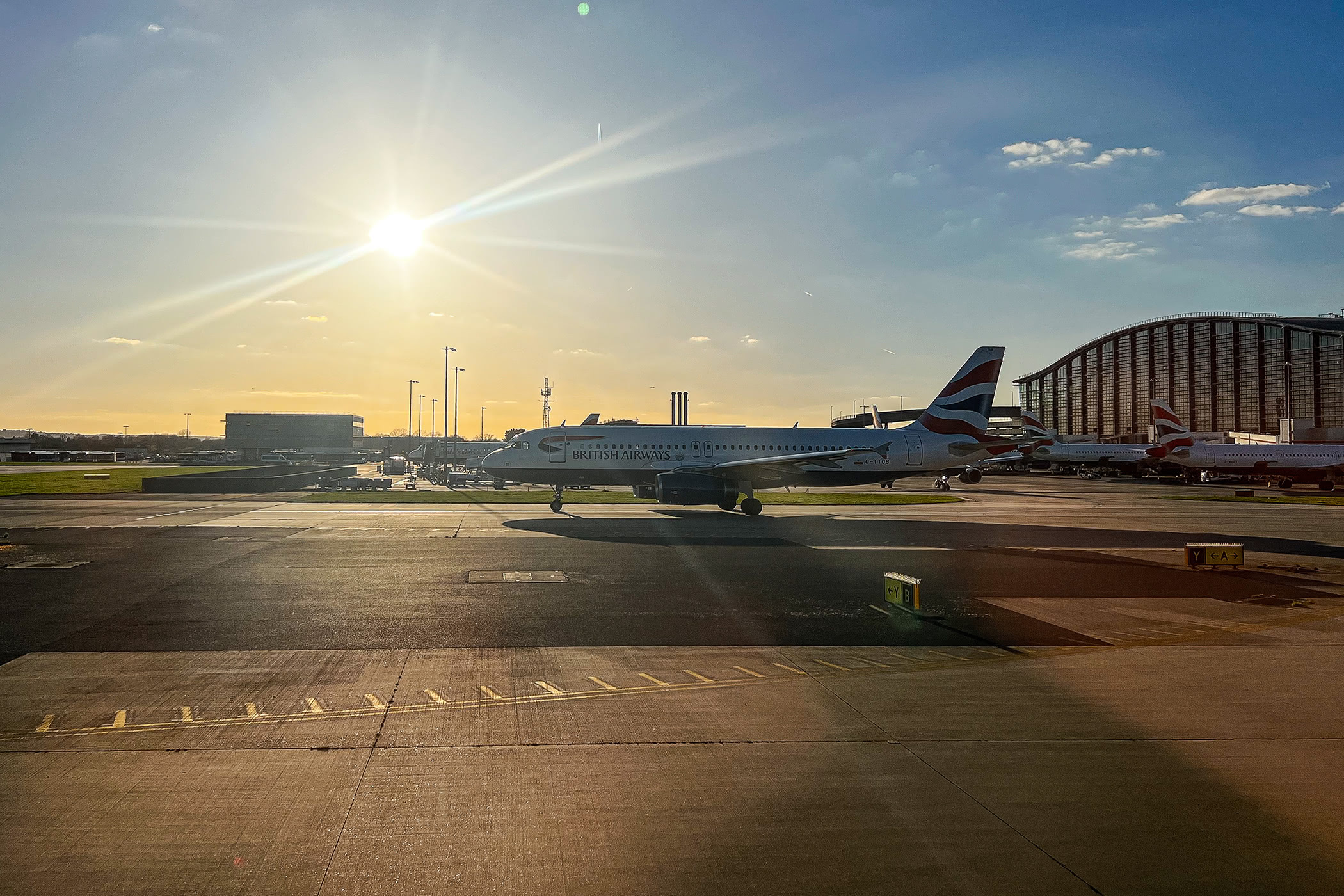 British Airways Plane At Sunset