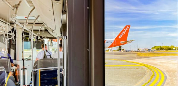 Easyjet Plane Crossing In Front Of The Bus