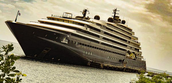 Ritz-Carlton Yacht Docked In The Caribbean