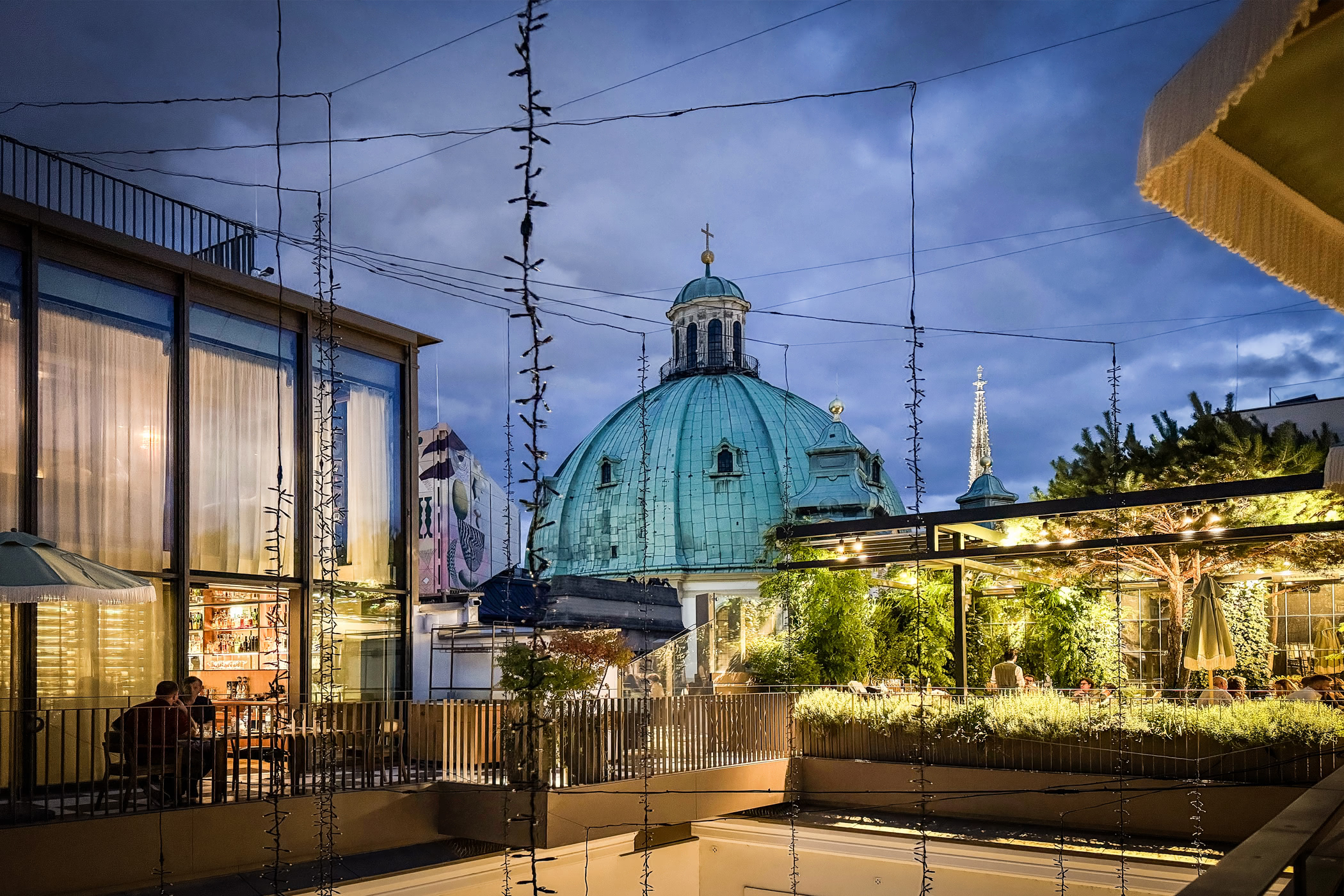 Rosewood Vienna Restaurant Terrace At Night