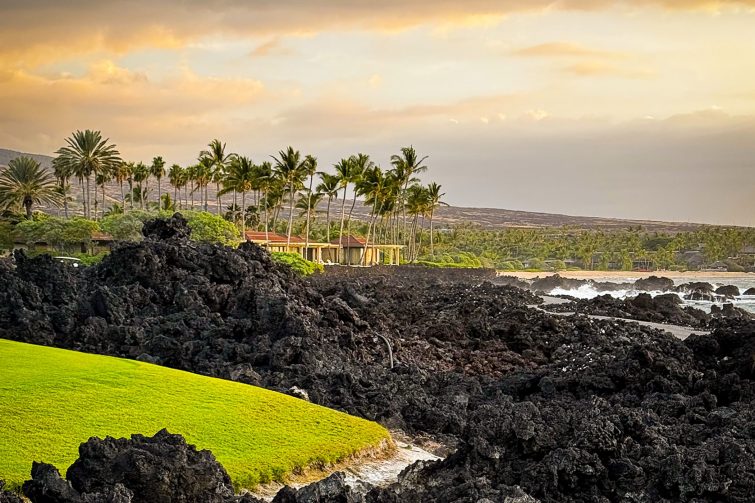 Four Seasons Hualalai Sunset Over Beach And Mountains