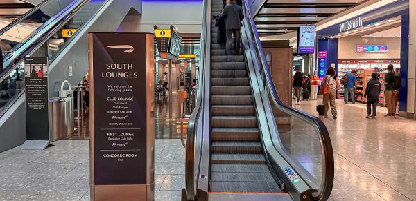 Main Escalators Leading To British Airways Airport Lounges At Heathrow Terminal 5