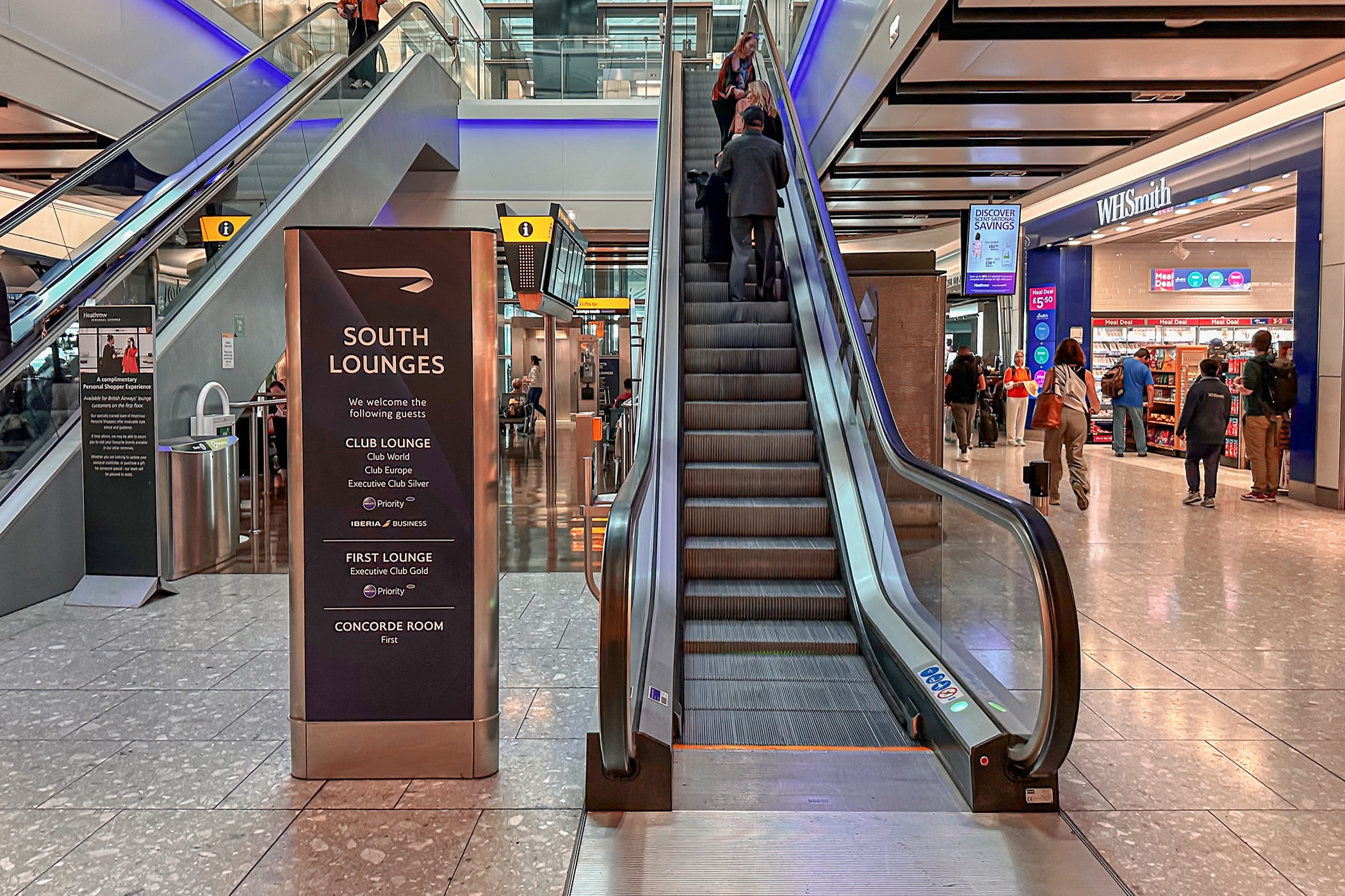 Main Escalators Leading To British Airways Airport Lounges At Heathrow Terminal 5