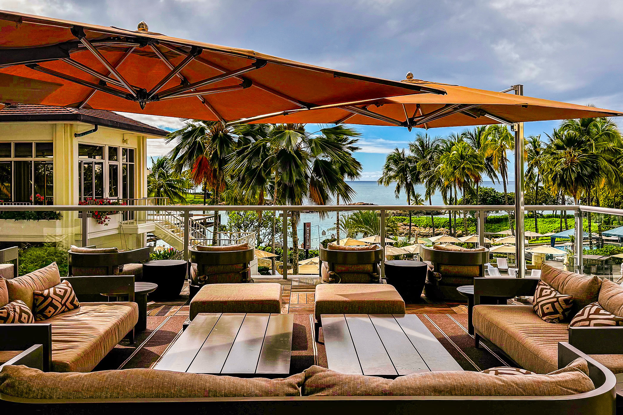 Four Seasons Oahu Seating Above The Pool