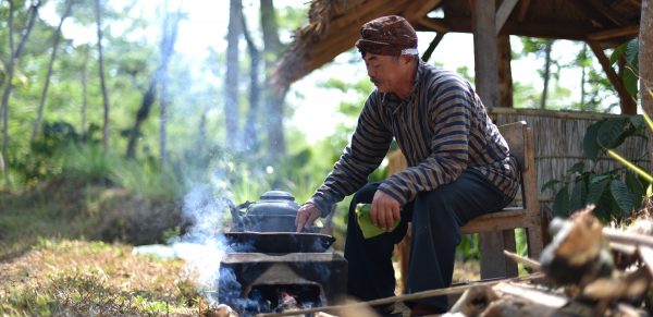 Traditional Roasting Coffee Beans at Kawisari Coffee Plantation